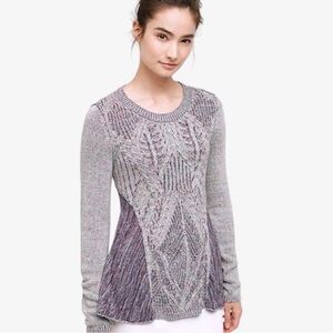 Anthropologie Moth Purple Anita Mixed Cable Knit Swing Sweater Size XS